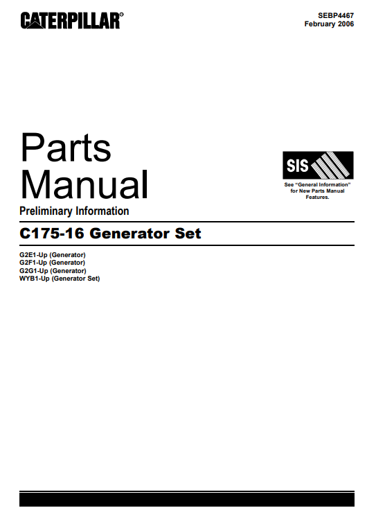 Caterpillar C175-16 Generator Set Parts Manual 2 Caterpillar C175-16 Generator Set Parts Manual - Image 2