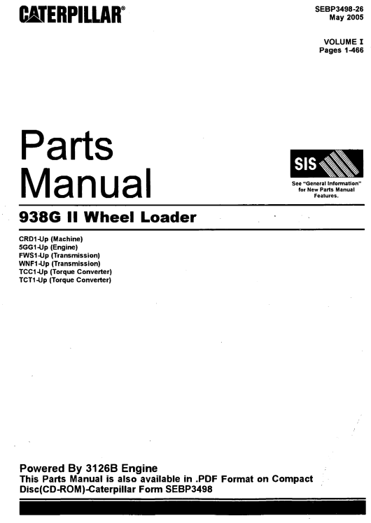 Caterpillar 938G II Wheel Loader Parts Manual 2 Caterpillar 938G II Wheel Loader Parts Manual - Image 2
