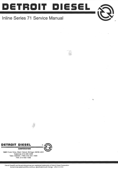 Detroit Diesel Inline Series 71 Engine Service Repair Manual 2 Detroit Diesel Inline Series 71 Engine Service Repair Manual - Image 2