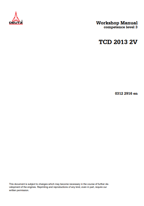 Deutz TCD 2013 2V Engine Workshop Repair Manual 2 Deutz TCD 2013 2V Engine Workshop Repair Manual - Image 2