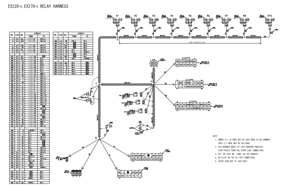 Hitachi EX220-5 & EX270-5 Excavator Electrical Harness Diagrams 4 wiring diagram for hitachi excavator