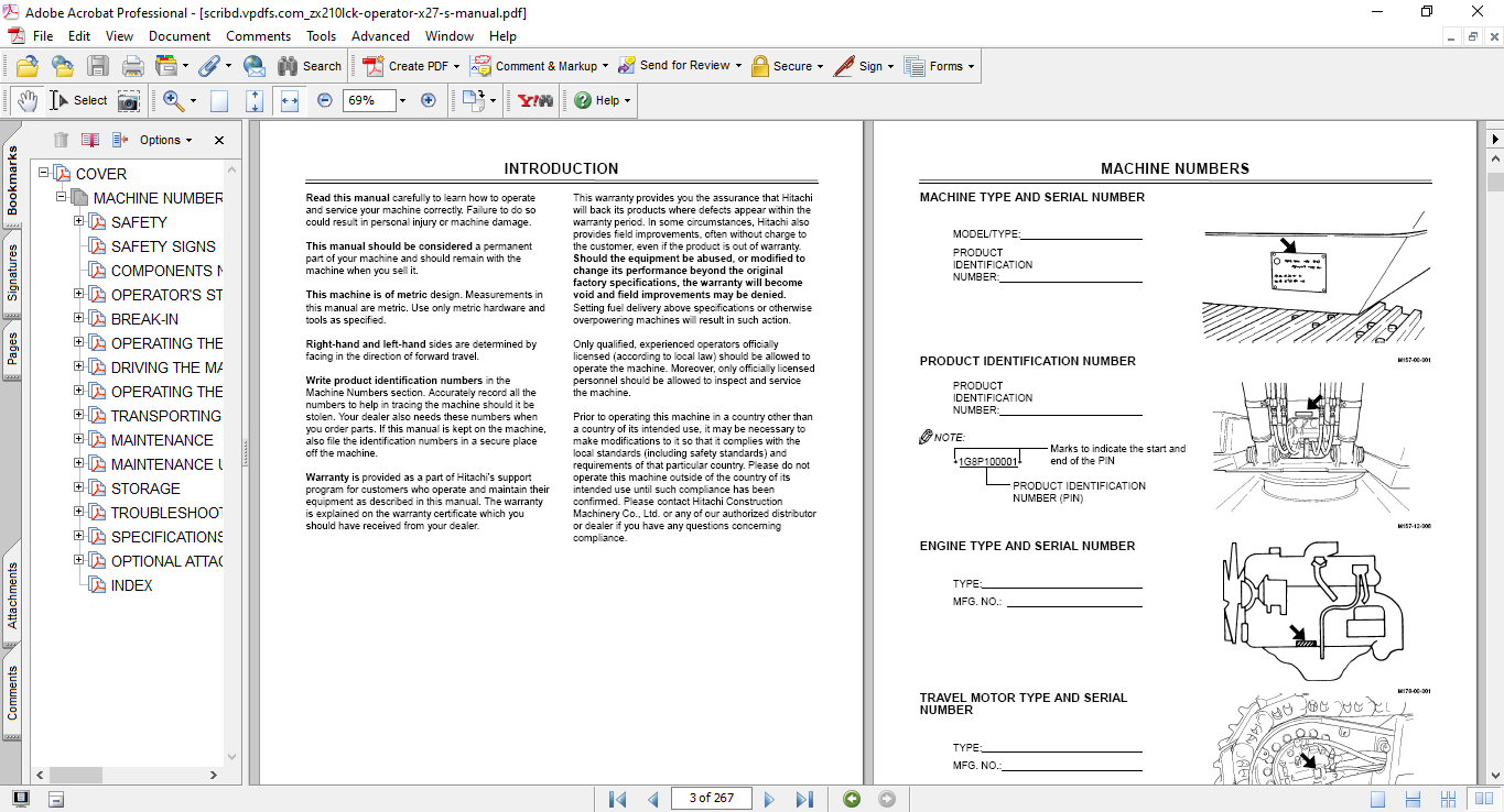 Hitachi ZAXIS 210K, 210LCK Excavator Operator’s Manual 4 Hitachi ZAXIS 210K, 210LCK Excavator Operator’s Manual - Image 4
