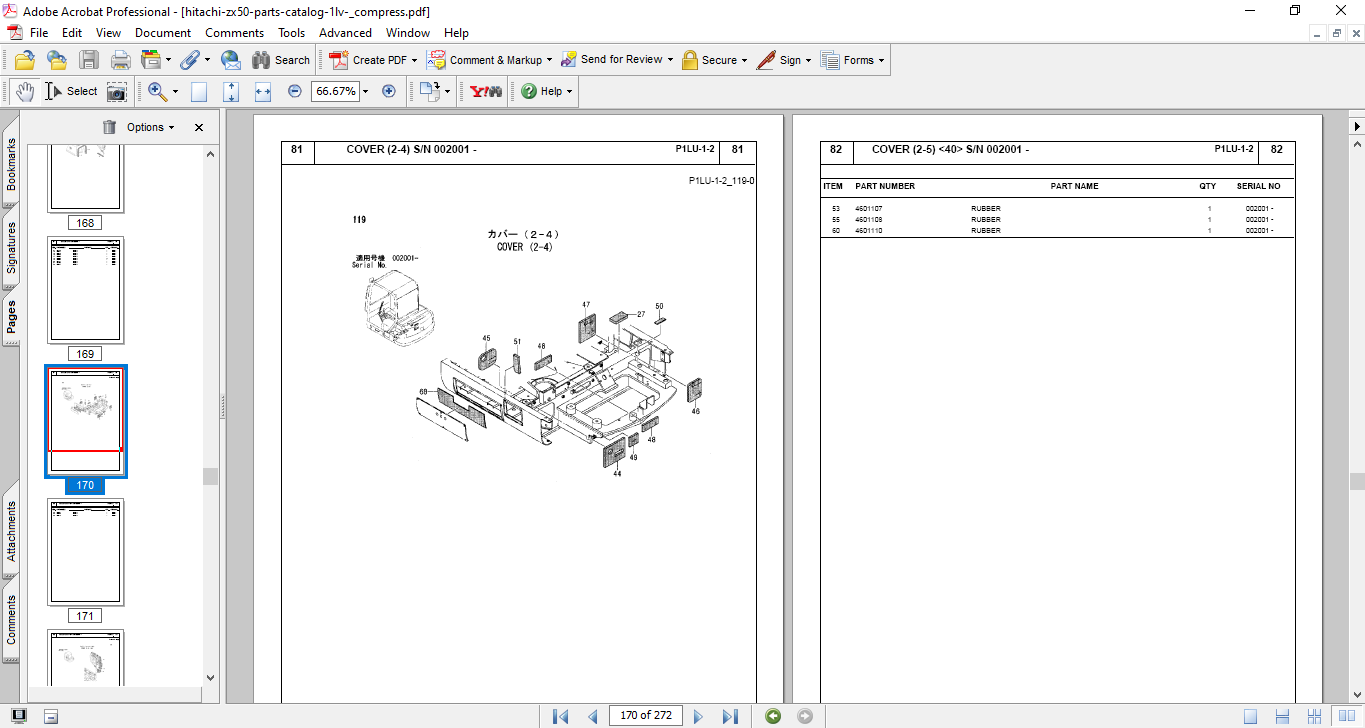 Hitachi ZX50 Excavator Parts Catalog 4 Hitachi ZX50 Excavator Parts Catalog - Image 4