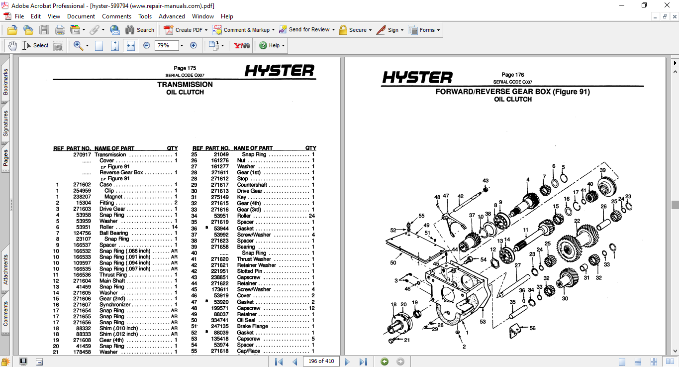 Hyster H150H to H275H (C007) Forklift Parts Manual 4 Hyster H150H to H275H (C007) Forklift Parts Manual - Image 4