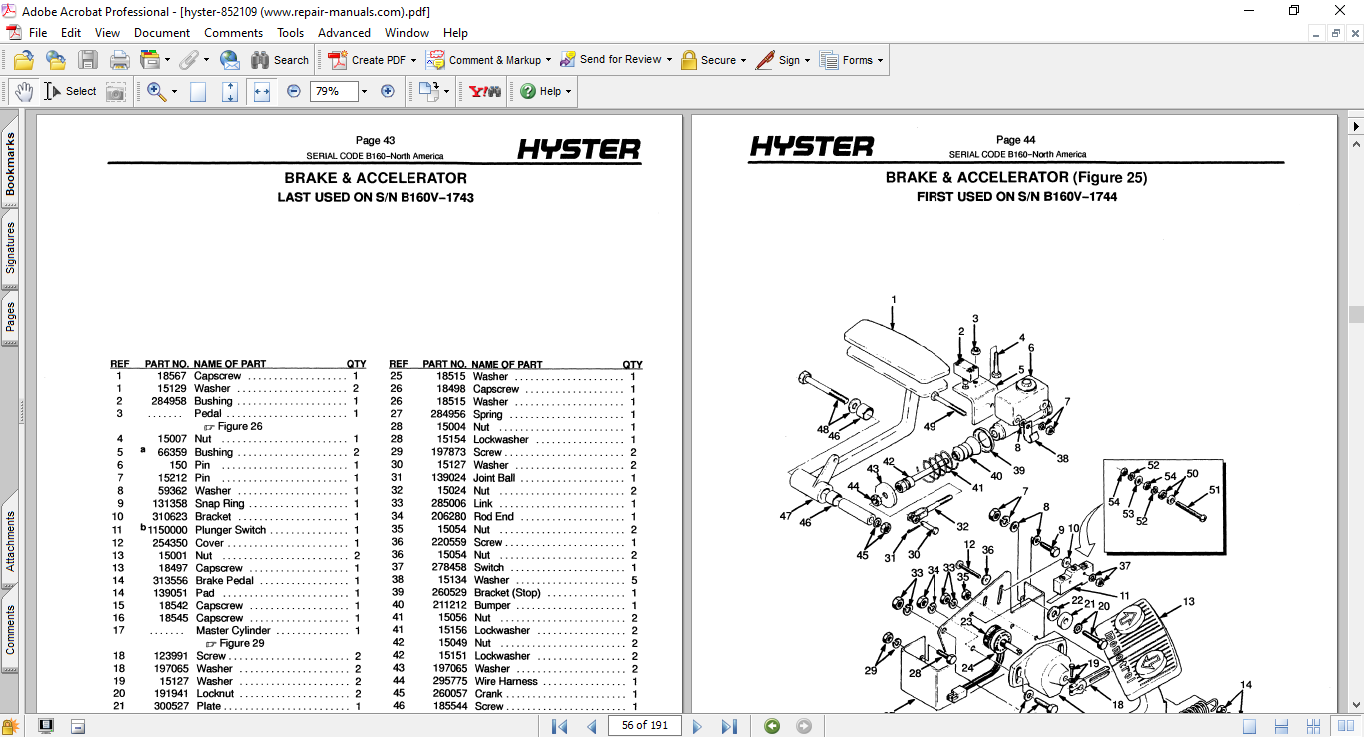 Hyster J25, J35, J30BS (B160) Forklift Parts Manual 4 Hyster J25, J35, J30BS (B160) Forklift Parts Manual - Image 4
