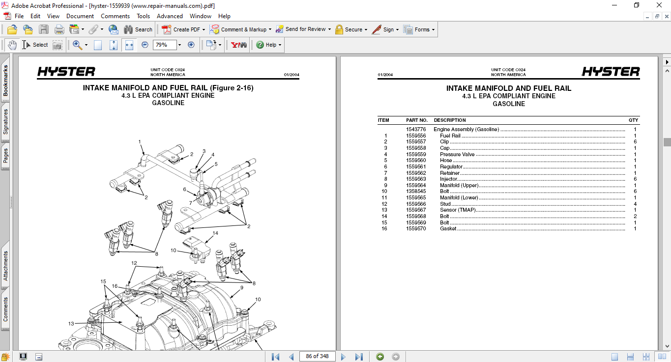 Hyster S135XL2, S155XL2 (C024) Forklift Parts Manual 4 Hyster S135XL2, S155XL2 (C024) Forklift Parts Manual - Image 4