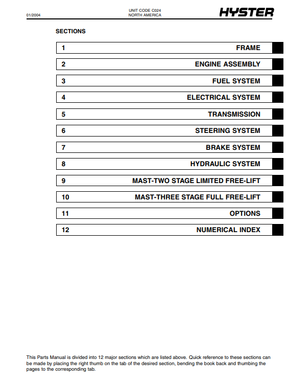 Hyster S135XL2, S155XL2 (C024) Forklift Parts Manual 3 Hyster S135XL2, S155XL2 (C024) Forklift Parts Manual - Image 3