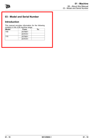 Detailed repair manual for JCB 175 Skid Steer Loader, including service procedures and maintenance tips