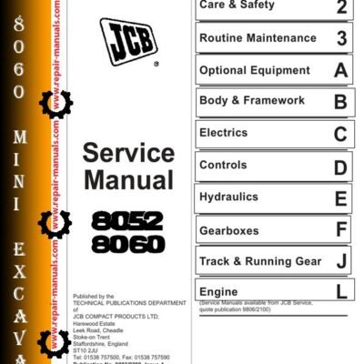 Service repair manual for JCB 8060 Mini Excavator