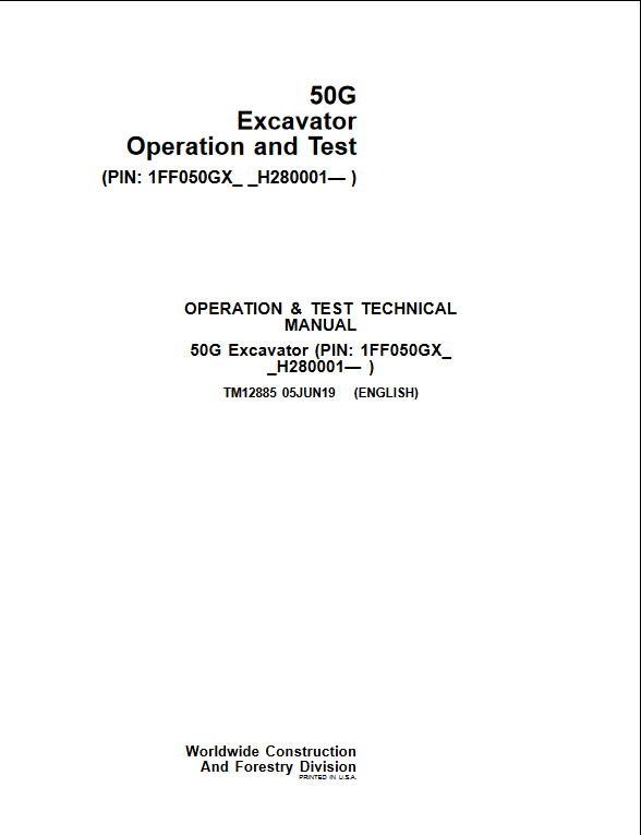 John Deere 50G Compact Excavator Operation and Test Technical Manual 2 John Deere 50G Compact Excavator Operation and Test Technical Manual - Image 2