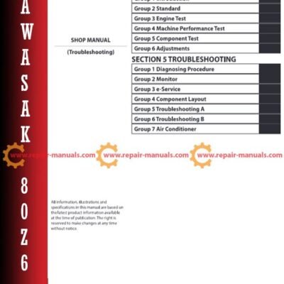 Troubleshooting manual for Kawasaki 80Z6 Wheel Loader