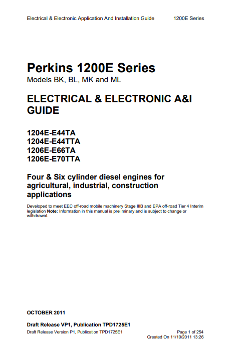 Perkins 1200E Series Electrical & Electronic Application And Installation Guide 2 Perkins 1200E Series Electrical & Electronic Application And Installation Guide - Image 2
