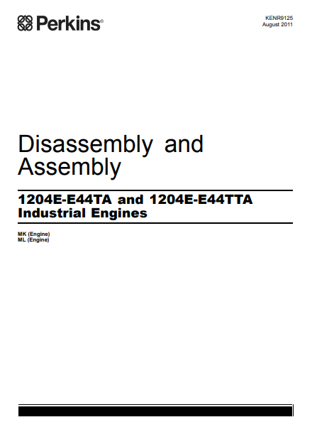 Perkins 1204E-E44TA , 1204E-E44TTA Disassembly & Assembly Manual 2 Perkins 1204E-E44TA , 1204E-E44TTA Disassembly & Assembly Manual - Image 2