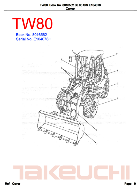 Takeuchi TW80 Wheel Loader Parts Manual 2 takeuchi tw80 parts manual