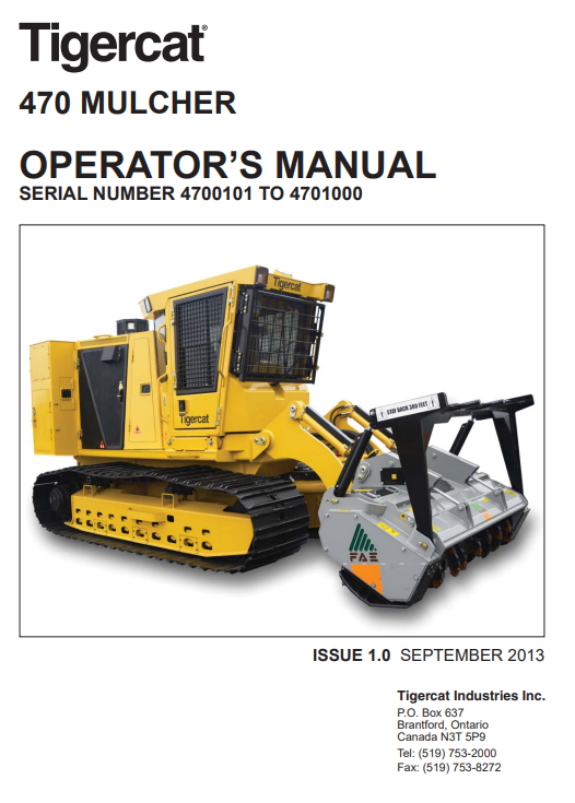 Tigercat 470 Mulcher Operator's Manual 2 tigercat 470 mulcher