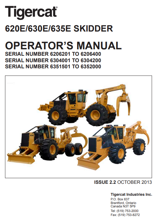 Tigercat 620E, 630E, 635E Skidder Operator's Manual 2 Tigercat 620E, 630E, 635E Skidder Operator's Manual - Image 2