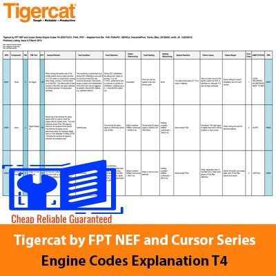 Tigercat by FPT NEF and Cursor Series Engine Codes Explanation T4