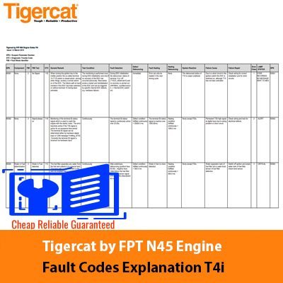 Tigercat by FPT N45 Engine Fault Codes Explanation T4i