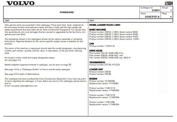 Volvo L150H Wheel Loader Parts Catalog 3 Volvo L150H Wheel Loader Parts Catalog - Image 3