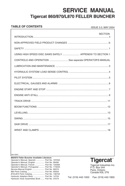 Tigercat L870 Feller Buncher Service Repair Manual - Image 2