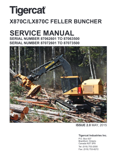 Service and repair manual for the Tigercat X870C Feller Buncher, outlining essential maintenance and troubleshooting steps