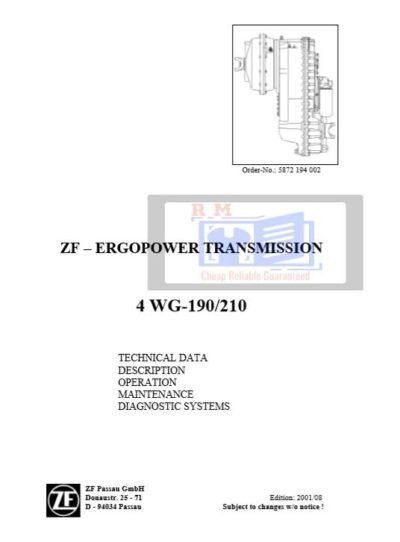 ZF Transmission 4 WG-190210 Repair Manual - Image 2