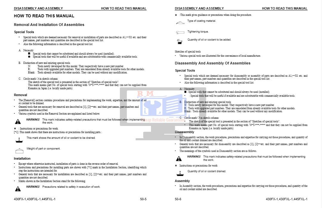 Komatsu Feller 430FX-1, 430FXL-1, 445FXL-1 Workshop Manual 7 Komatsu Feller 430FX-1, 430FXL-1, 445FXL-1 Workshop Manual - Image 7