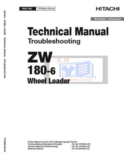 Hitachi ZW180-6 , ZW180PL-6 Wheel Loader Technical Manuals - Image 2