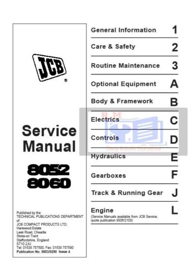 JCB 8052, 8060 Midi Excavator Service Repair Manual - Image 2
