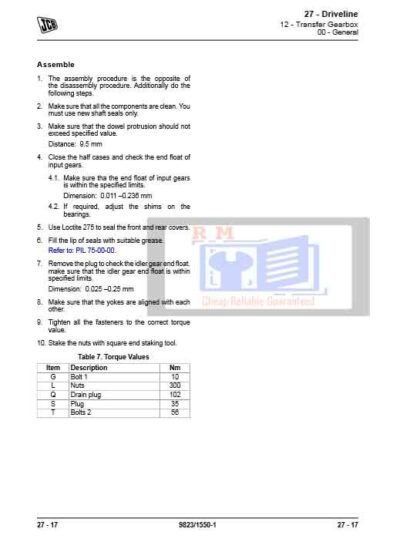 JCB Drivetrain TG300,TG310 Transfer Gearbox Service Repair Manual - Image 3