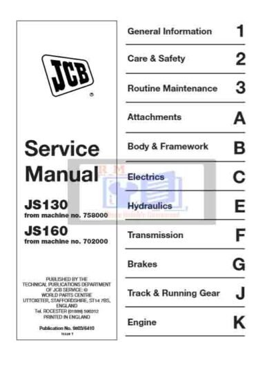 JCB JS130, JCB JS160 Service Repair Manual - Image 2