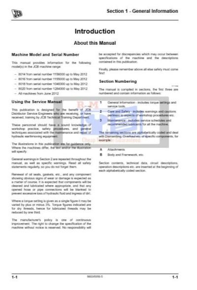 JCB Mini Excavator 8014 8016 8018 8020 Service Repair Manual - Image 3