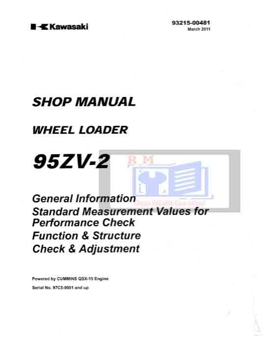 Kawasaki 95ZV-2 Wheel Loader Workshop Manual 2 Kawasaki 95ZV-2 Wheel Loader Workshop Manual - Image 2