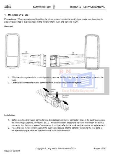 Kenworth T680 Truck Mirror System Service Repair Manual - Image 4