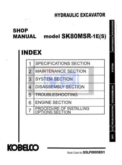 Kobelco SK80MSR-1ES Excavator Workshop Manual - Image 2