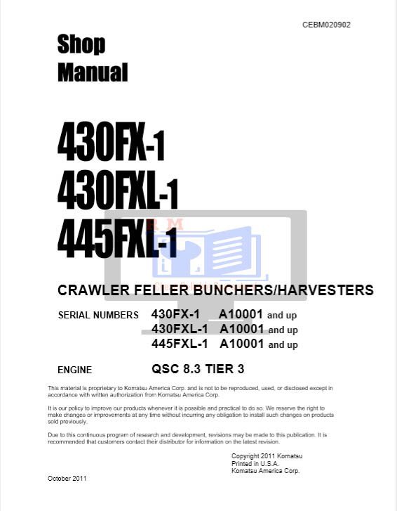 Komatsu Feller 430FX-1, 430FXL-1, 445FXL-1 Workshop Manual 2 Komatsu Feller 430FX-1, 430FXL-1, 445FXL-1 Workshop Manual - Image 2