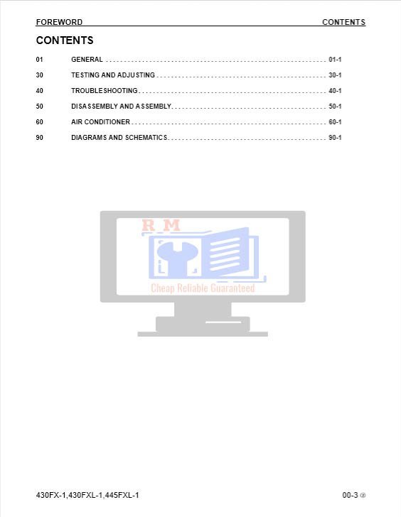Komatsu Feller 430FX-1, 430FXL-1, 445FXL-1 Workshop Manual 3 Komatsu Feller 430FX-1, 430FXL-1, 445FXL-1 Workshop Manual - Image 3