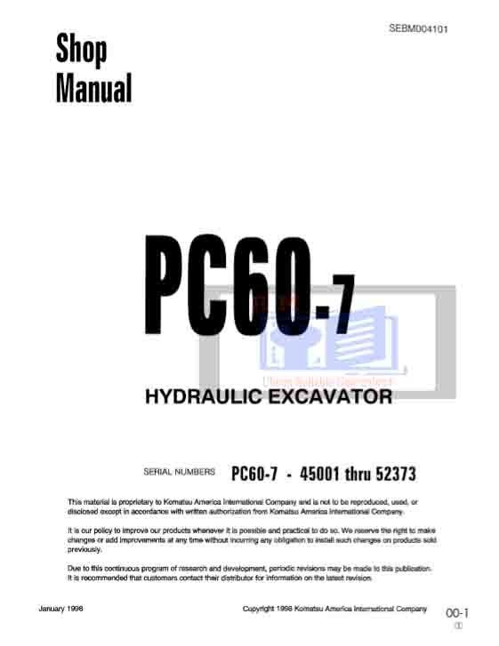 Komatsu PC60-7 Excavator Workshop Manual 2 Komatsu PC60-7 Excavator Workshop Manual - Image 2