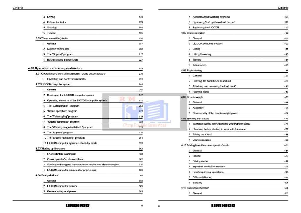 Liebherr Crane LTM 1100-5.2 All Operating Instructions Manual 7 Liebherr Crane LTM 1100-5.2 All Operating Instructions Manual - Image 7