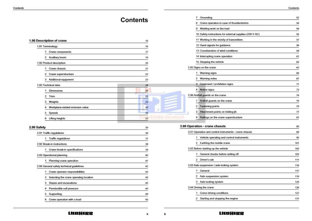 Liebherr Crane LTM 1100-5.2 All Operating Instructions Manual 4 Liebherr Crane LTM 1100-5.2 All Operating Instructions Manual - Image 4