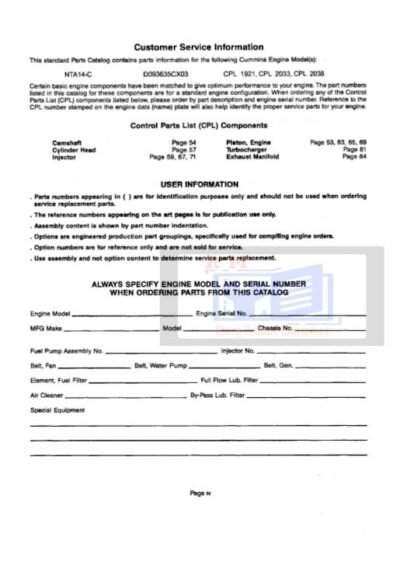 Cummins N14 Engine Parts Manual - Image 2