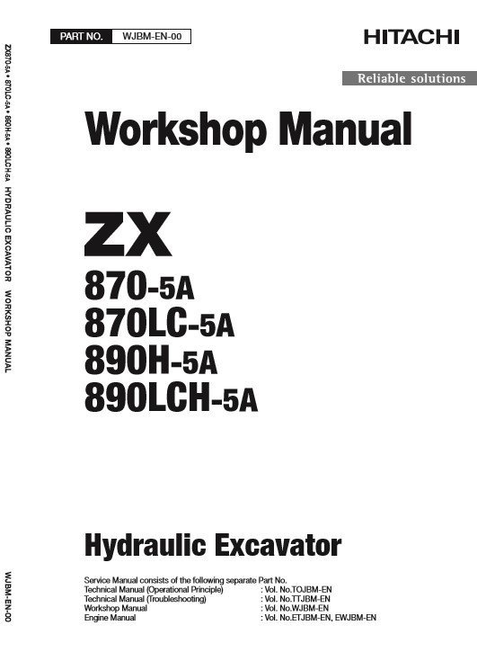 Hitachi ZX870-5A, ZX890-5A Series Workshop Manual and Diagrams 2 Hitachi ZX870-5A, ZX890-5A Series Workshop Manual and Diagrams - Image 2