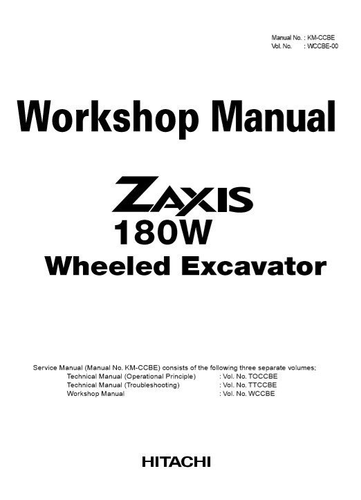 Hitachi Zaxis ZX180W Workshop Manual and Diagrams 2 Hitachi Zaxis ZX180W Workshop Manual and Diagrams - Image 2