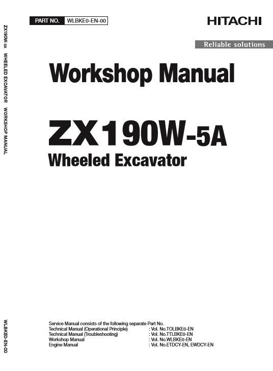 Hitachi ZX190W-5A Workshop Manual and Diagrams 2 Hitachi ZX190W-5A Workshop Manual and Diagrams - Image 2