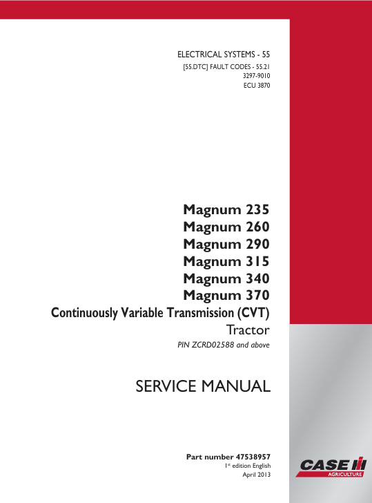 Case Magnum 315 Tractor Electrical systems- FAULT CODES Explanation 2 Infographic detailing fault codes related to the electrical systems of a Case Magnum 315 tractor for troubleshooting