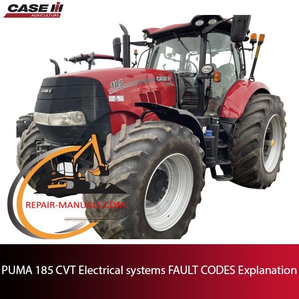 Diagram of PUMA 185 CVT electrical systems with explanations of various fault codes and their meanings