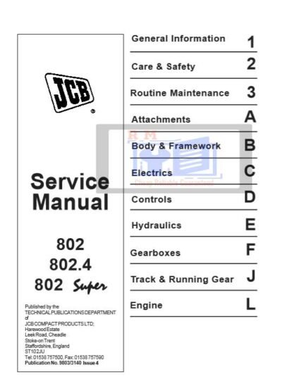 JCB Mini Excavator 802 802.4 802 Super Service Repair Manual - Image 2