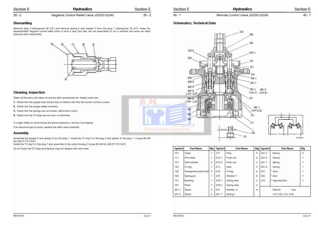 JCB JS200, JS210, JS220, JS240, JS260 Excavator Service Repair Manual 7 JCB JS200, JS210, JS220, JS240, JS260 Excavator Service Repair Manual - Image 7